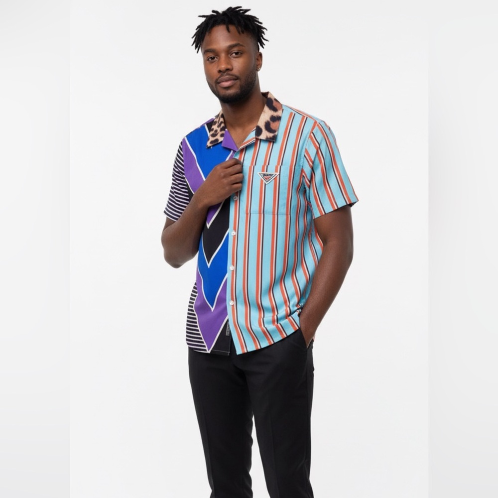 Homme + Femme Patchwork Button Down Shirt XXL NWT